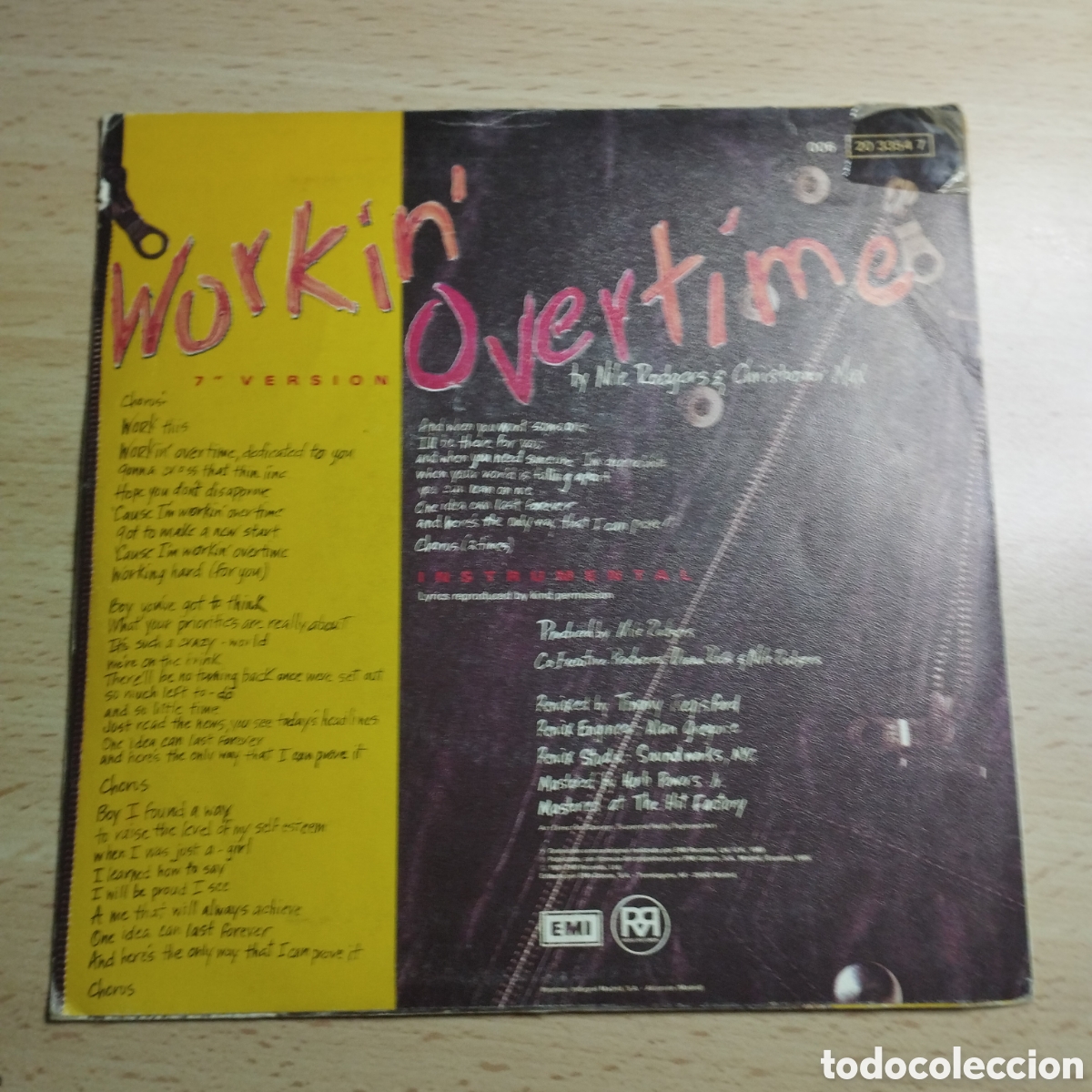 Discos de vinilo: Single 7&rdquo; Diana Ross 1989 Workin over time. + Versi&oacute;n instrumental - Foto 2