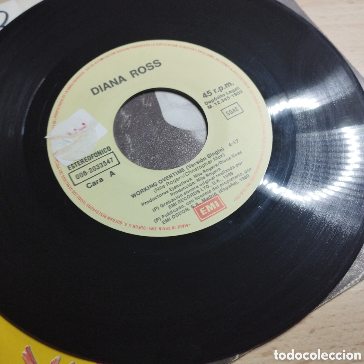 Discos de vinilo: Single 7&rdquo; Diana Ross 1989 Workin over time. + Versi&oacute;n instrumental - Foto 4
