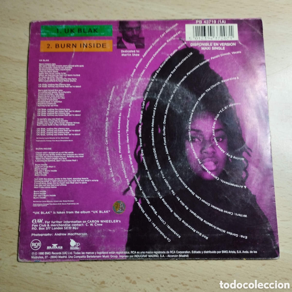 Discos de vinilo: Single 7&rdquo; Caron Wheeler 1990 UK Black. + Burn Inside.. - Foto 2