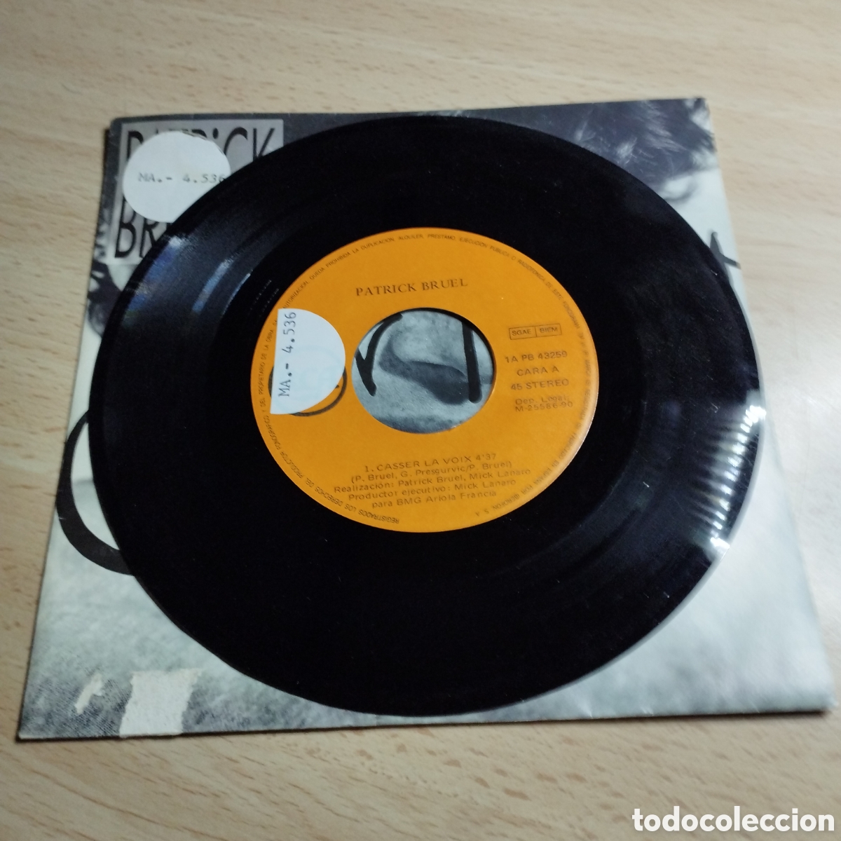 Discos de vinilo: Single 7&rdquo; Patrick Bruel 1990 Casser la voix + Flash Back. - Foto 4