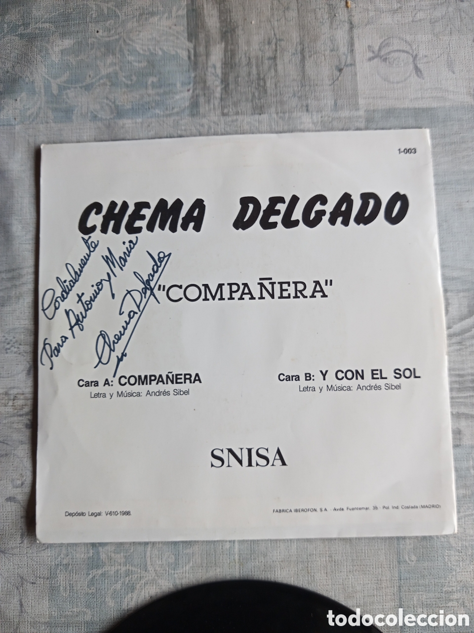 Discos de vinilo: Chema Delgado SG 7&rdquo; FIRMADO - Foto 2