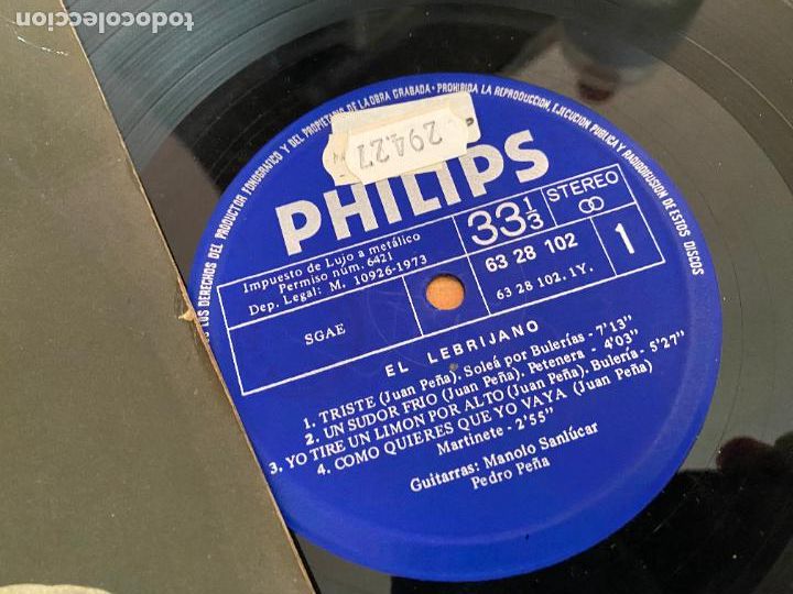 Discos de vinilo: EL LEBRIJANO () LP ESPA&Ntilde;A 1973 (B-41) - Foto 2
