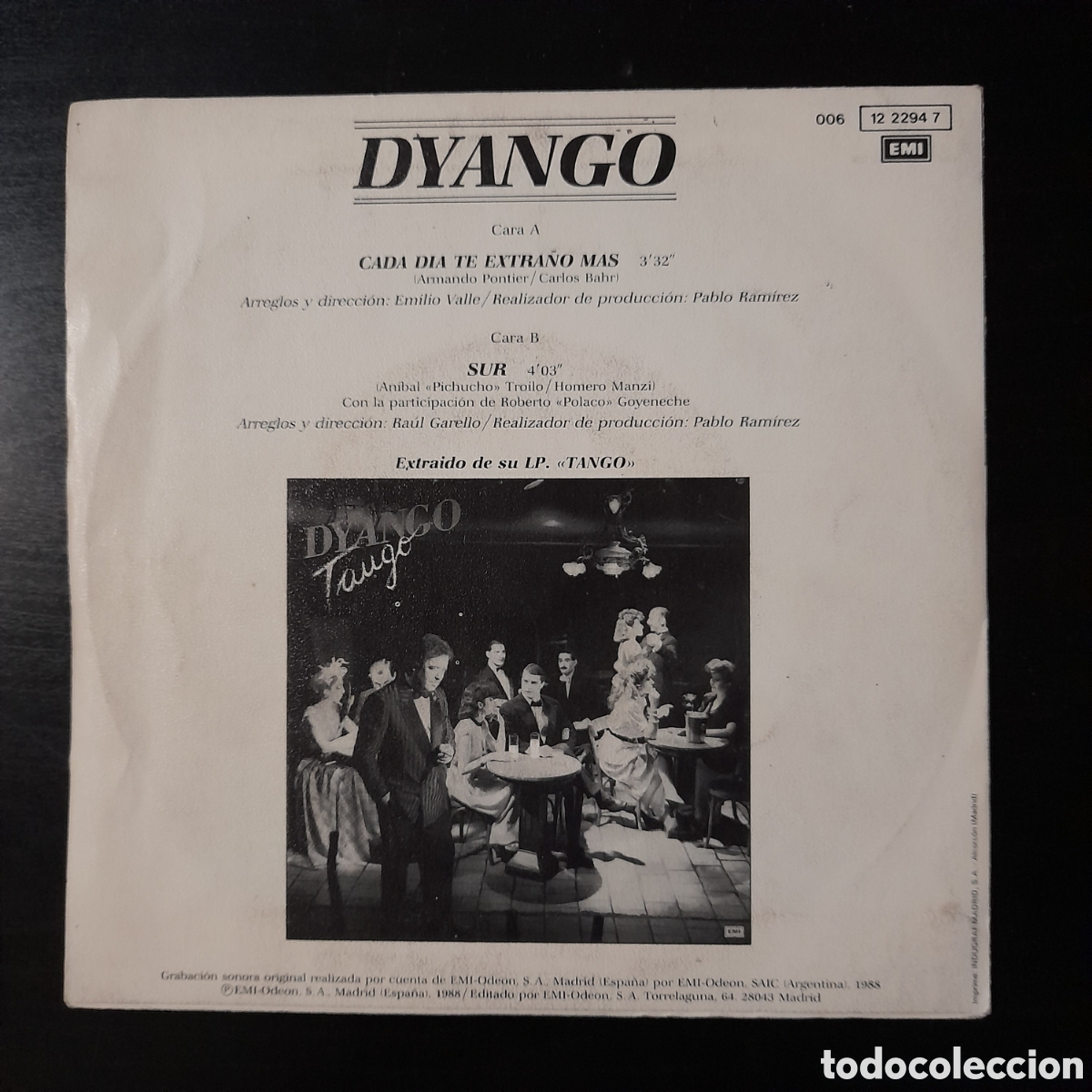 Discos de vinilo: Dyango &ndash; Cada Dia Te Extra&ntilde;o Mas. Vinilo, 7&rdquo; 1988 Espa&ntilde;a - Foto 2
