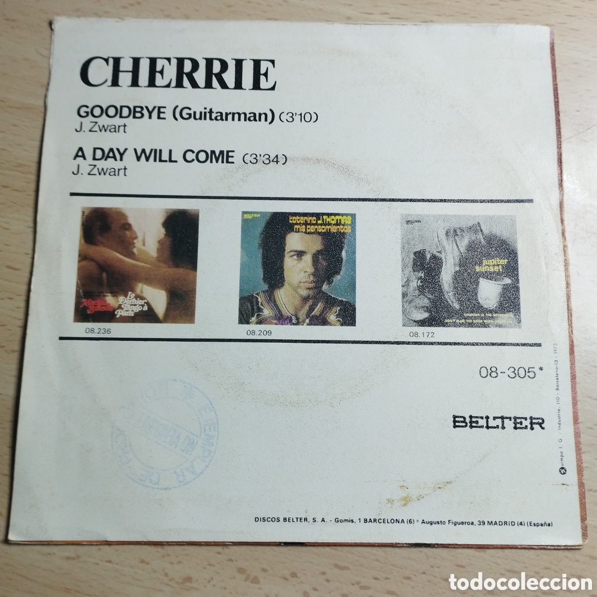 Discos de vinilo: Single 7&rdquo; Cherrie 1973 Goodbye + A day Will Come. - Foto 2