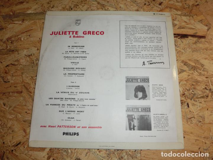 Discos de vinilo: JULIETTE GRECO - JULIETTE GRECO A BOBINO - Foto 2