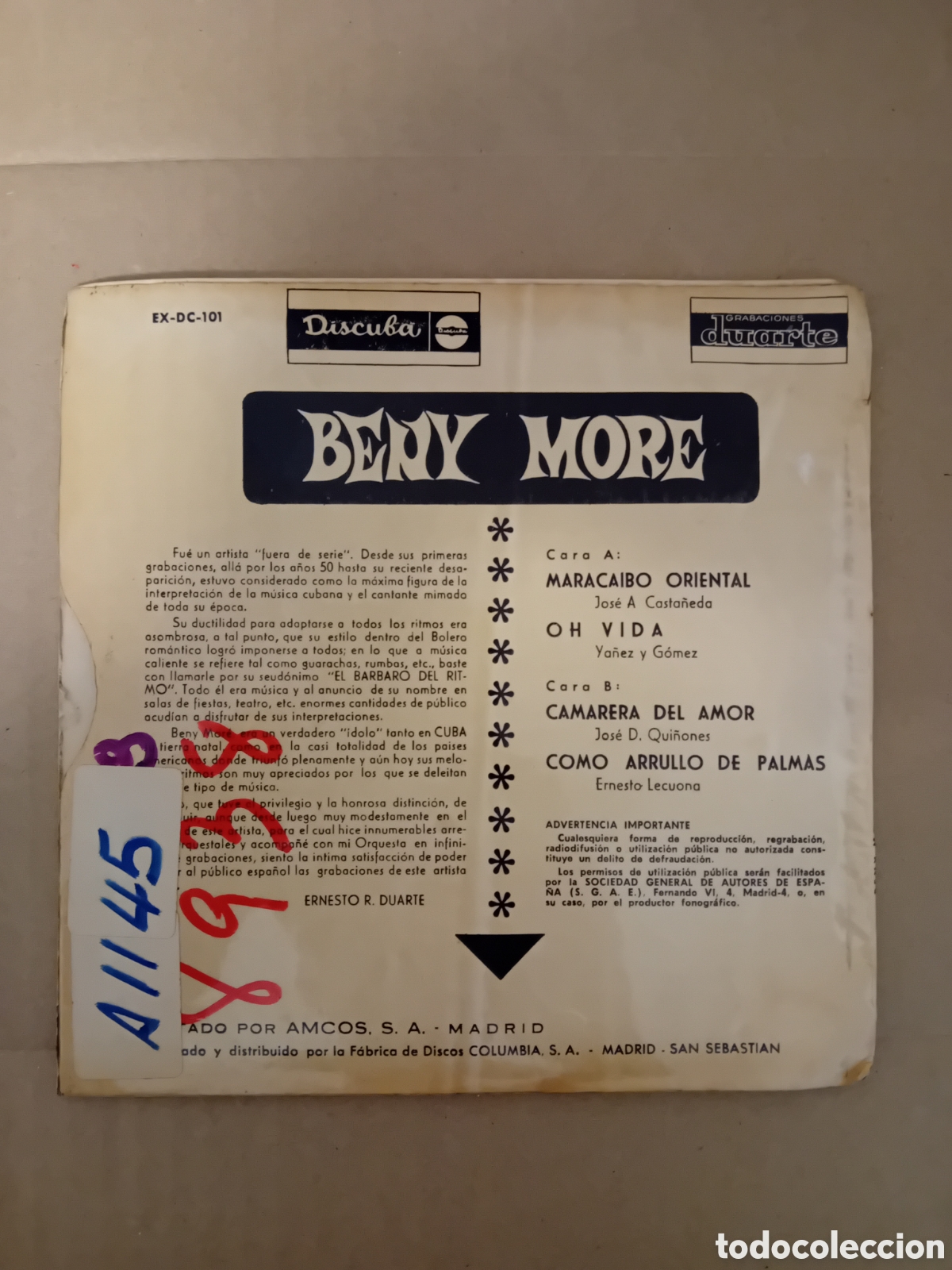 Discos de vinilo: BENY MORE. MARACAIBO ORIENTAL - Foto 2