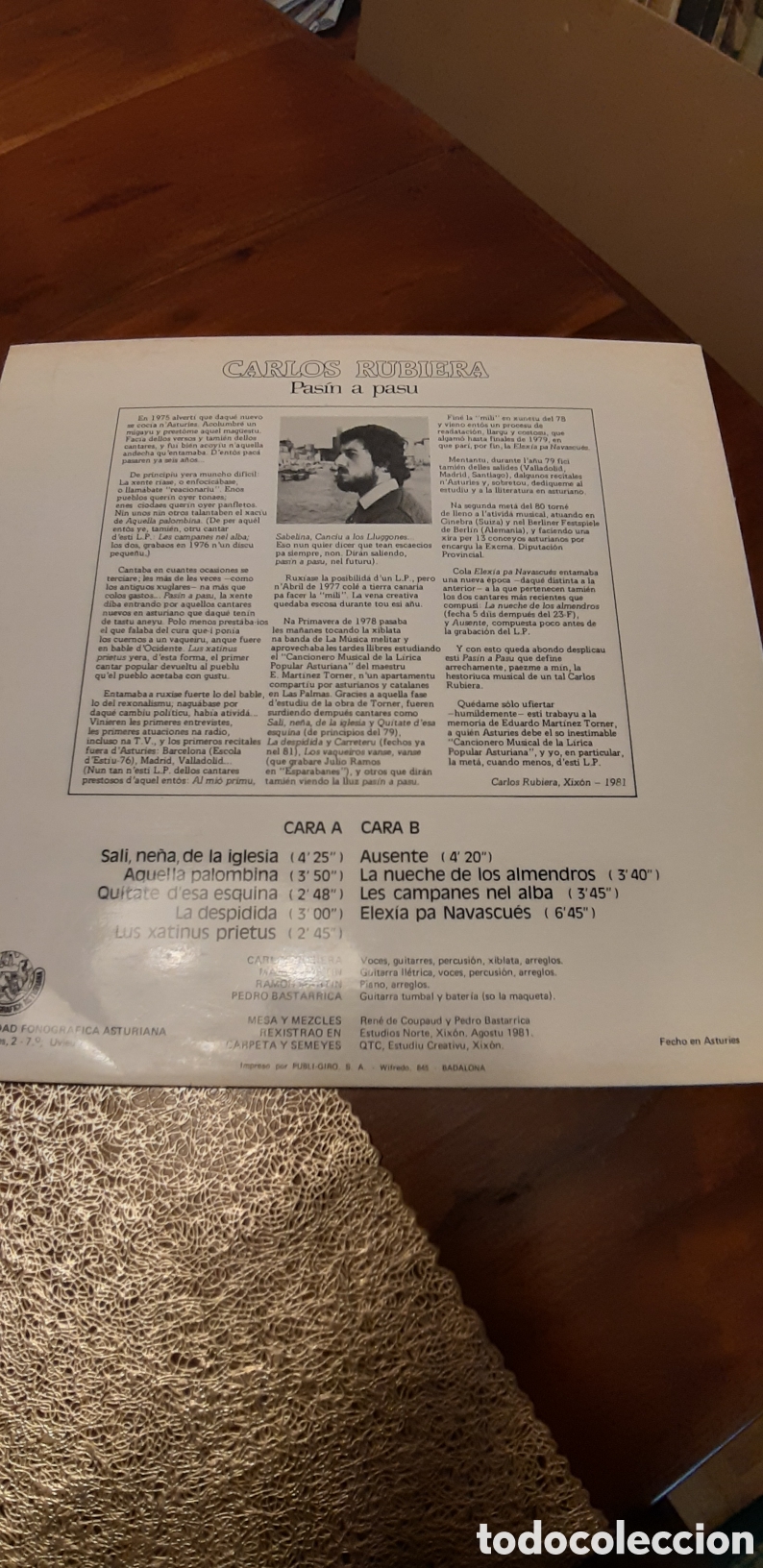 Discos de vinilo: Pasi&oacute;n a pasear. Carlos Rubiera - Foto 2