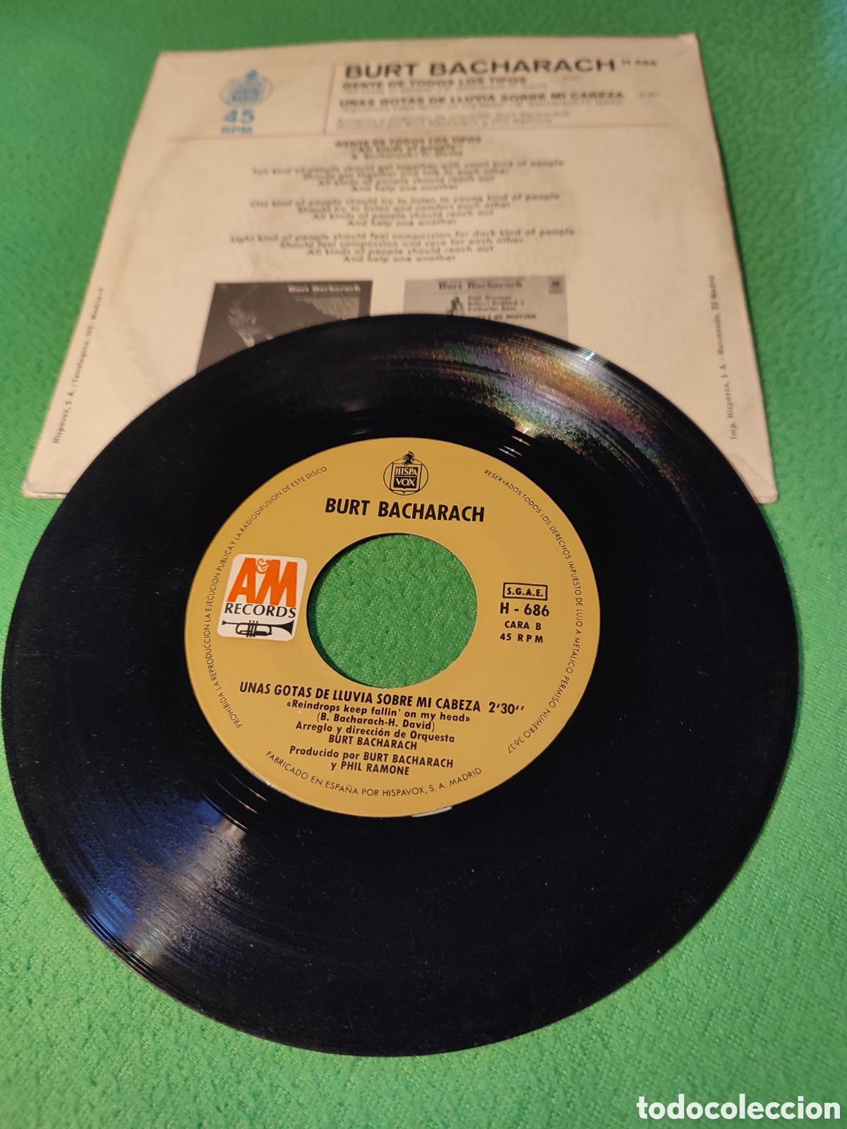 Discos de vinilo: Burt Bacharach - Unas gotas de lluvia sobre - Foto 2