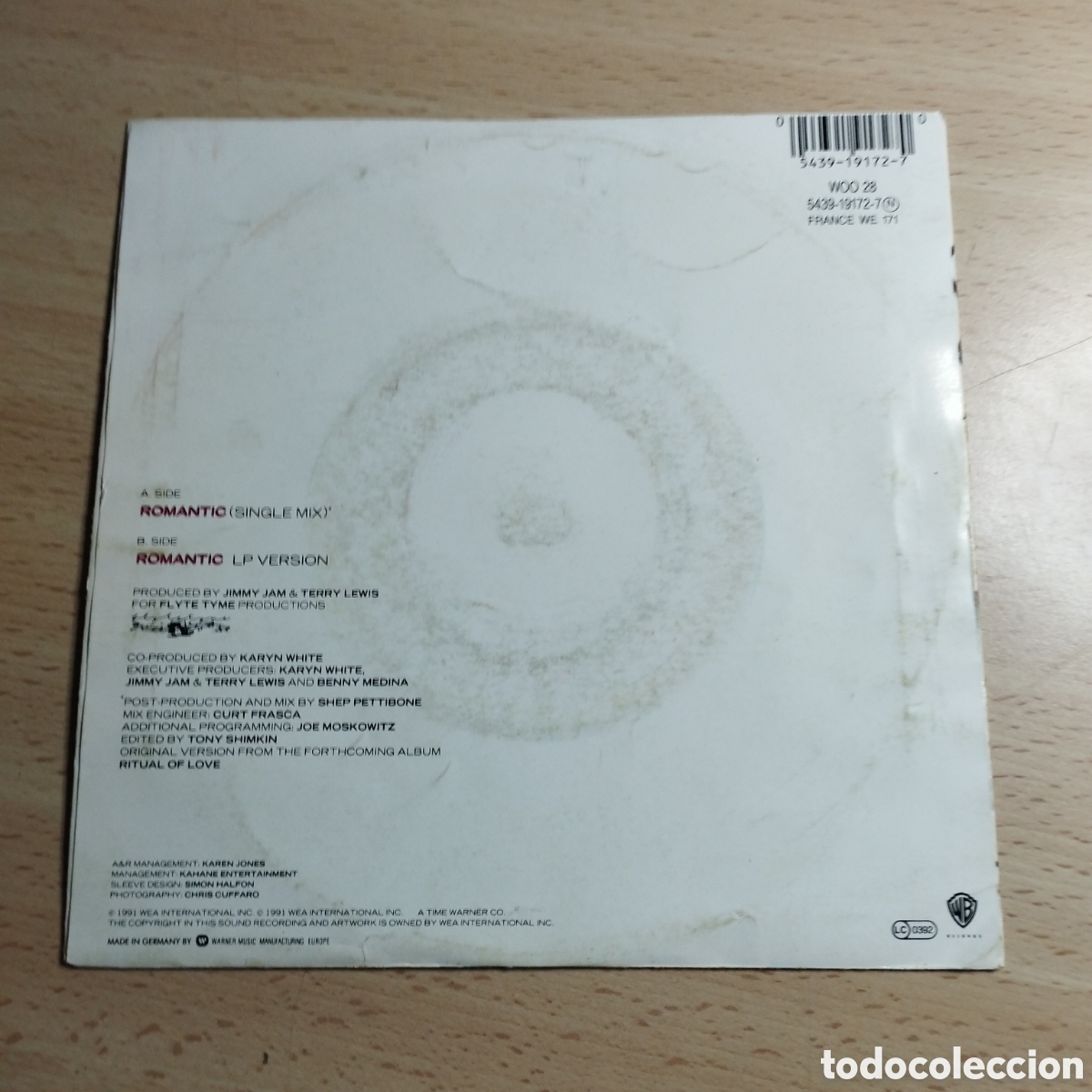 Discos de vinilo: Single 7&rdquo; Karyn White 1991 Romantic 2 versiones - Foto 2