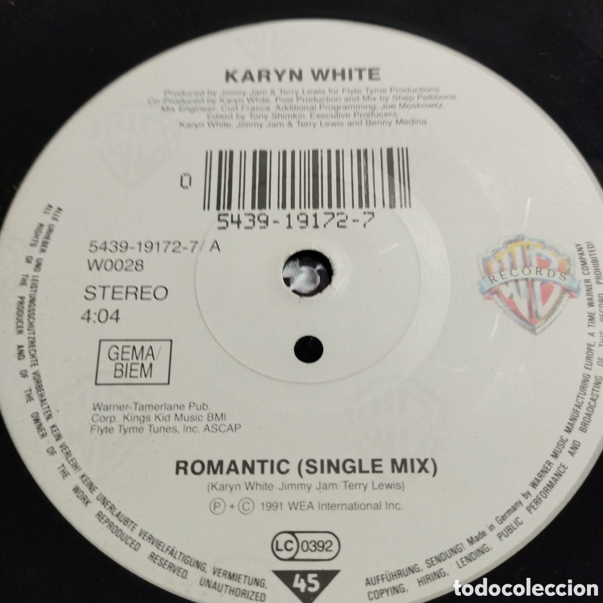 Discos de vinilo: Single 7&rdquo; Karyn White 1991 Romantic 2 versiones - Foto 3