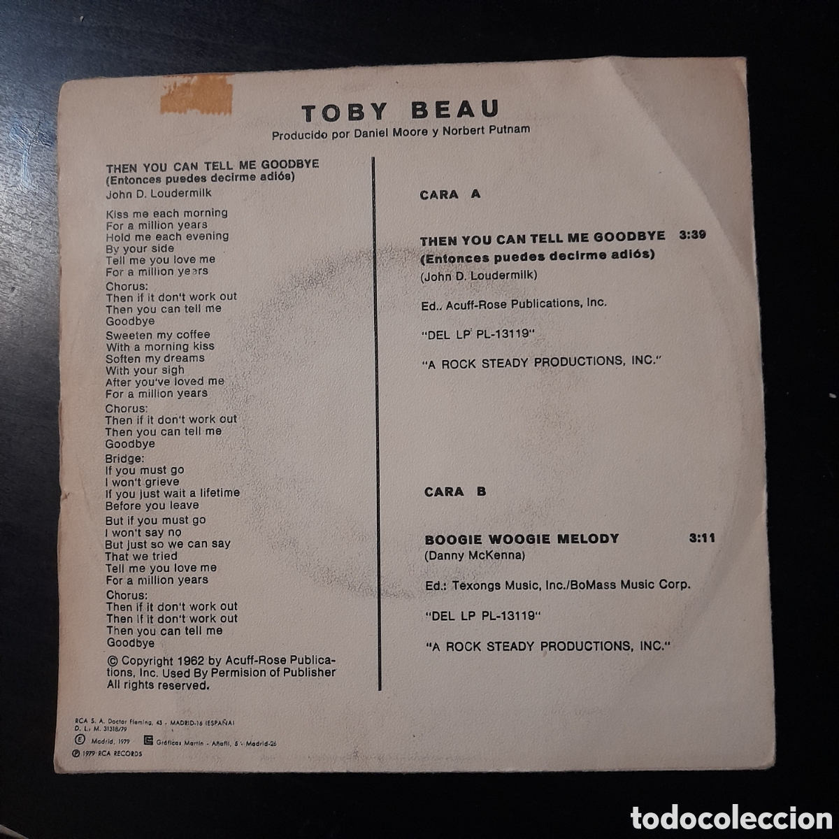 Buy Toby Beau : Then You Can Tell Me Goodbye (7, Promo) Online