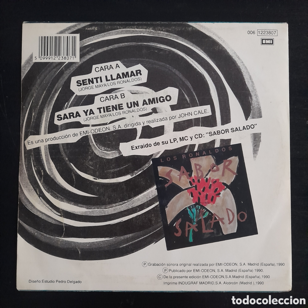 Discos de vinilo: Los Ronaldos &ndash; Sent&iacute; Llamar. Vinilo, 7&rdquo;, Single, 1990 - Foto 2