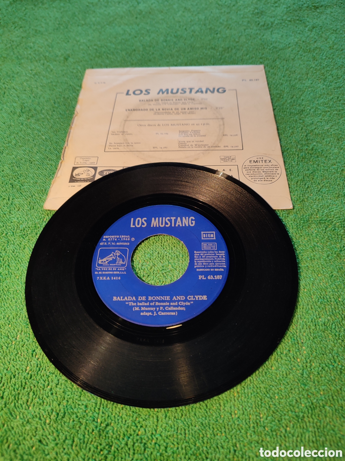 Discos de vinilo: Los Mustang - Balada de Bonnie and Clyde - Foto 2