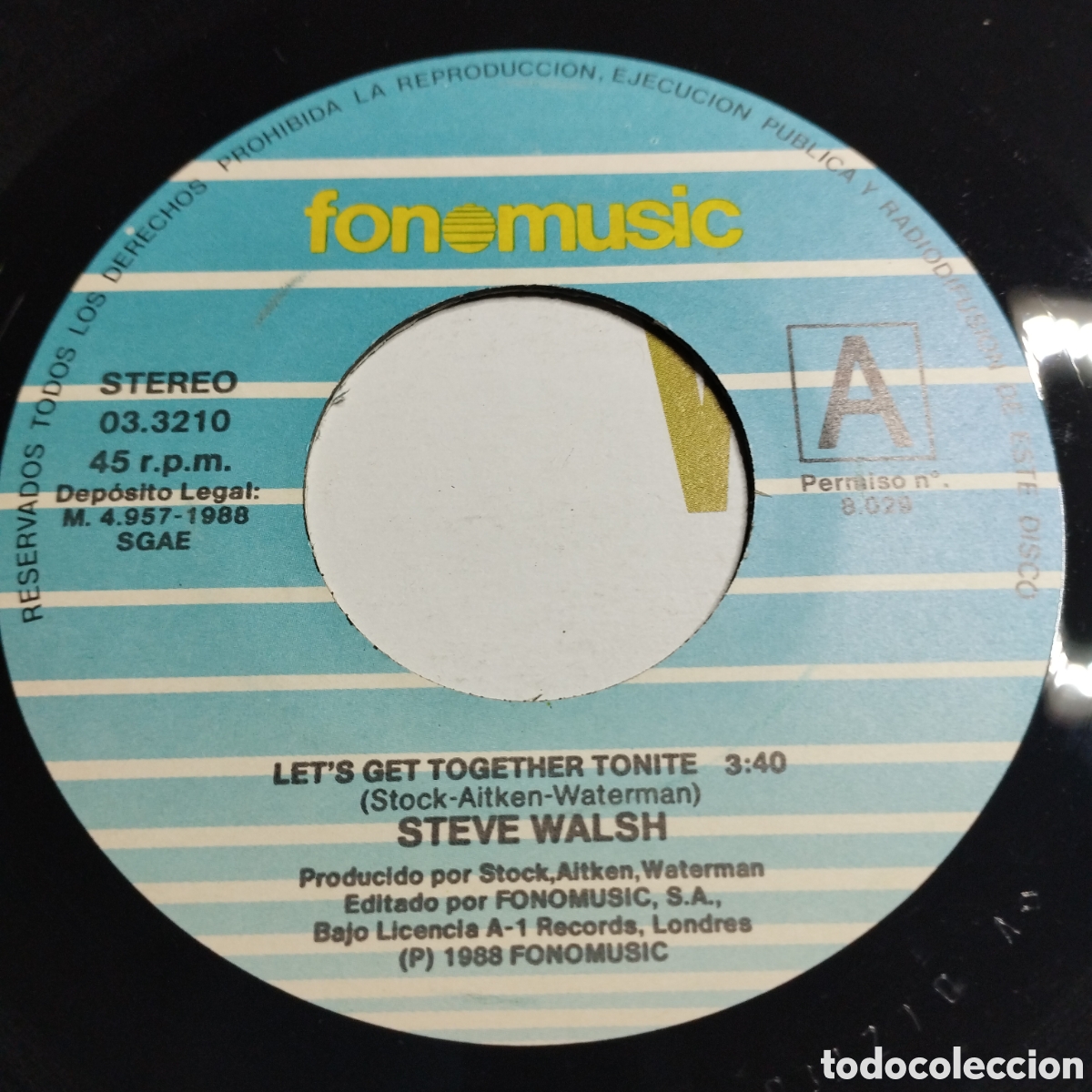 Discos de vinilo: Single 7&rdquo; Steve Walsh 1988 Lets Get together tonite. - Foto 3