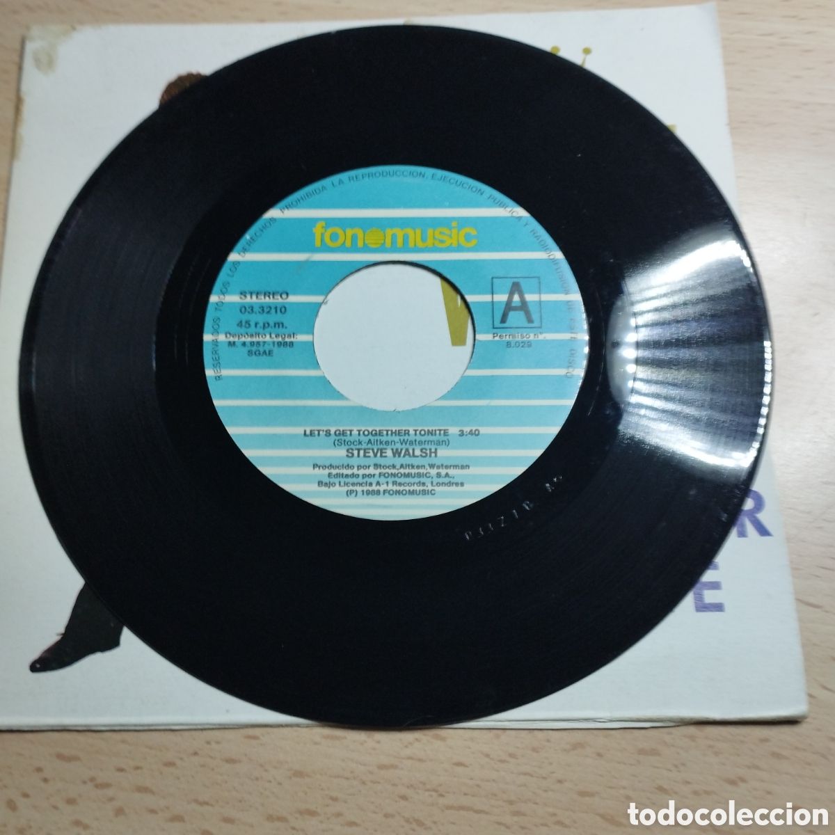 Discos de vinilo: Single 7&rdquo; Steve Walsh 1988 Lets Get together tonite. - Foto 4