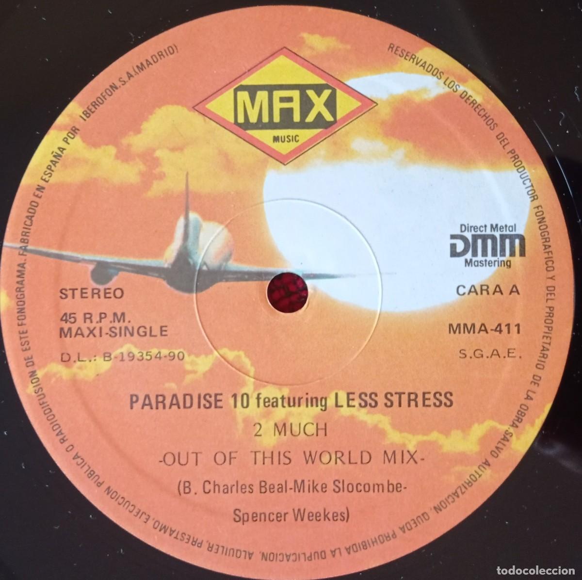 Discos de vinilo: PARADISE X Featuring LESS STRESS ** 2 Much ** 1990 MAXI SINGLE VINILO - Foto 3
