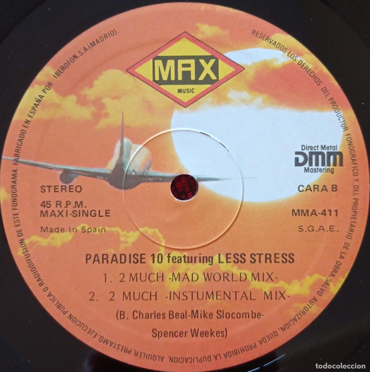Discos de vinilo: PARADISE X Featuring LESS STRESS ** 2 Much ** 1990 MAXI SINGLE VINILO - Foto 4