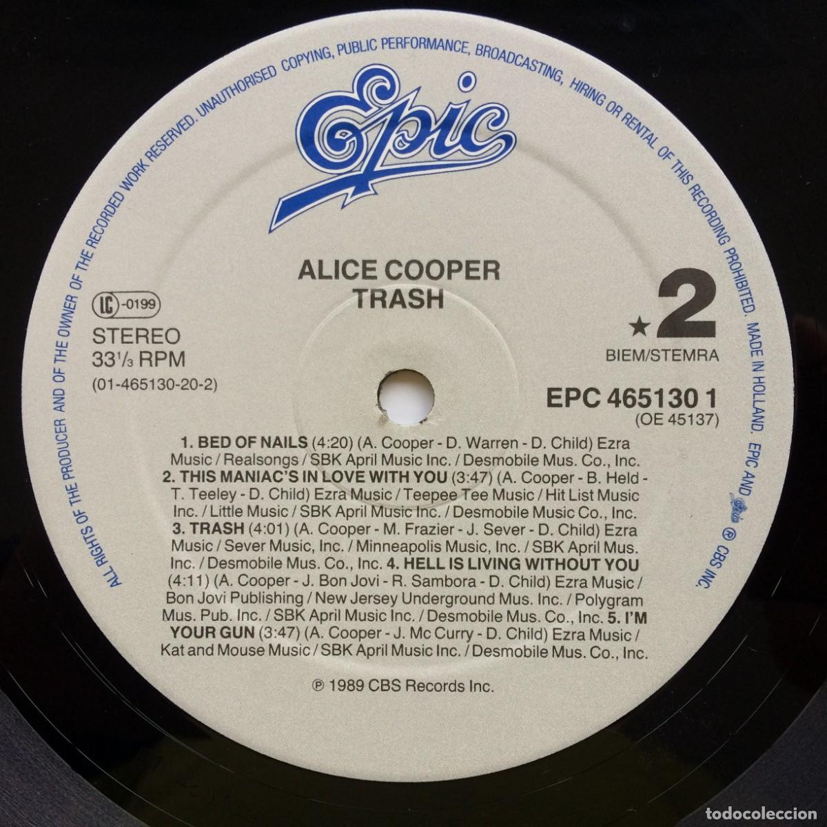 Discos de vinilo: Alice Cooper &lrm;&ndash; Trash , Holanda 1989 Epic* - Foto 5