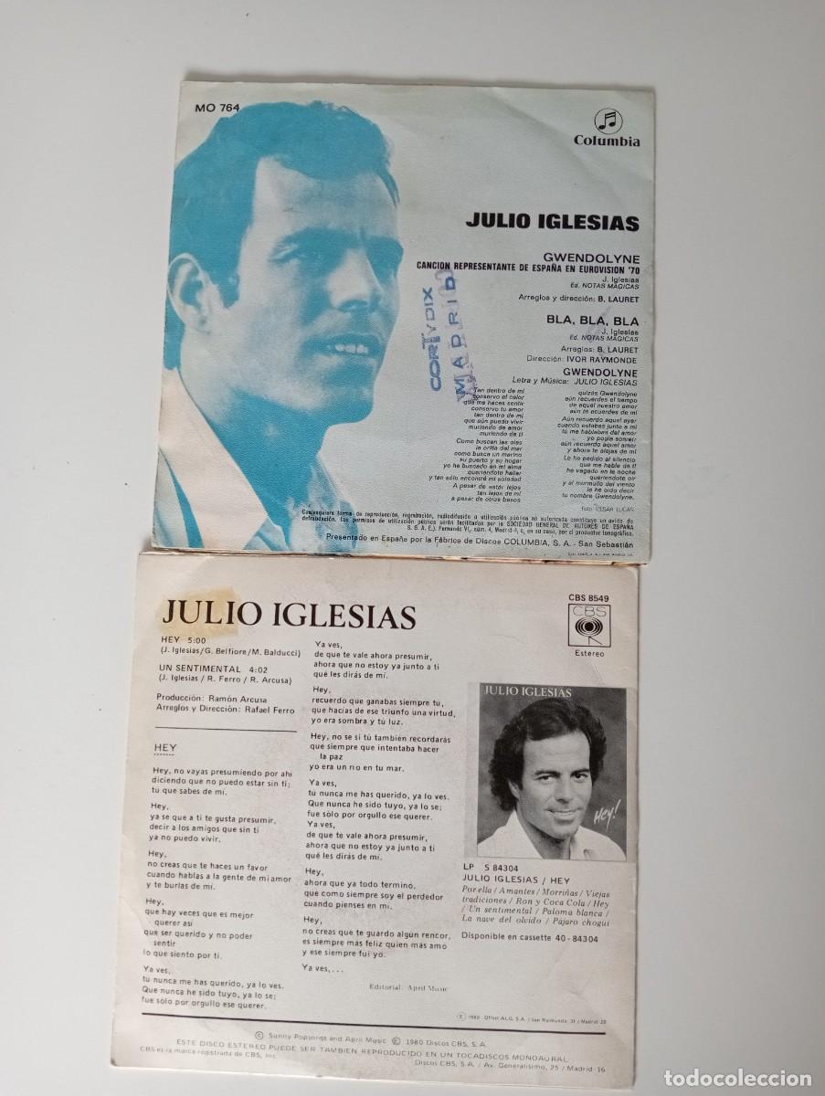 Discos de vinilo: lote de 2 singles de julio iglesias - Foto 2