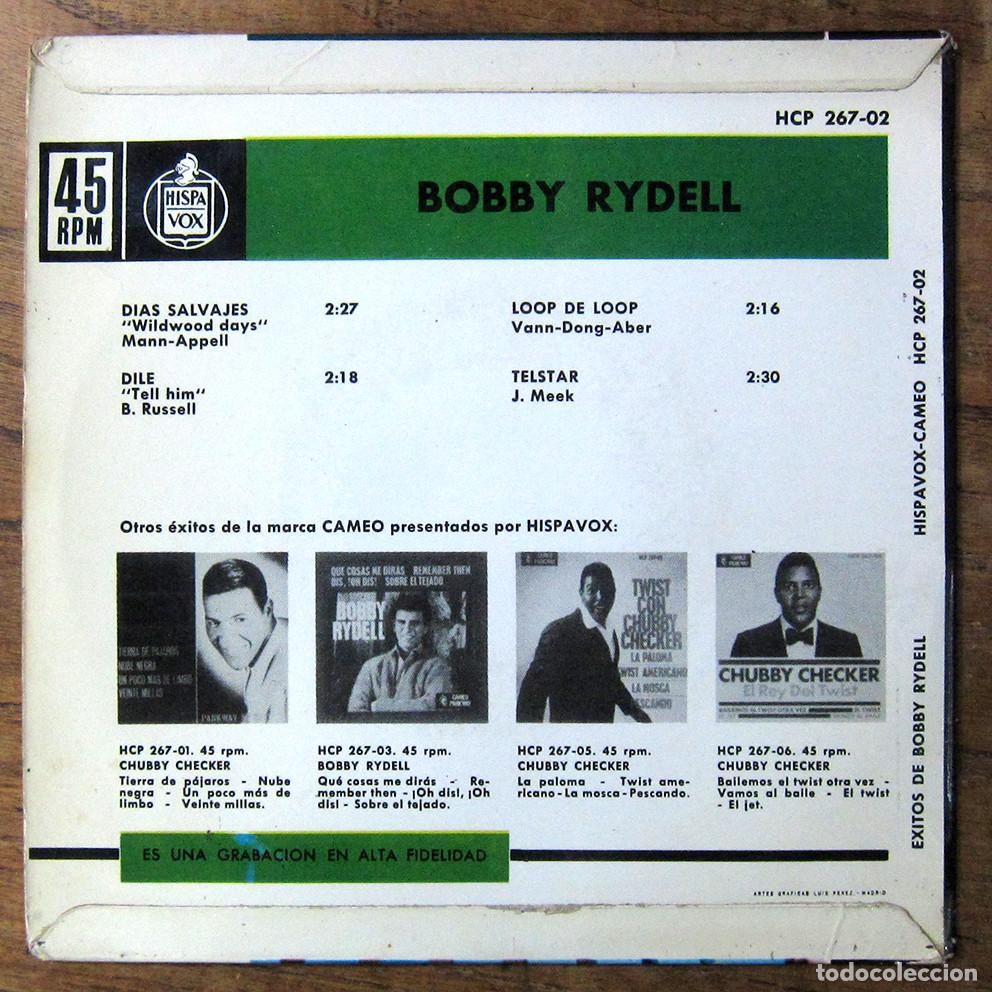 Discos de vinilo: &Eacute;XITOS DE BOBBY RYDELL - D&Iacute;AS SALVAJES / DILE / LOOP DE LOOP / TELSTAR - 1963 - - Foto 2