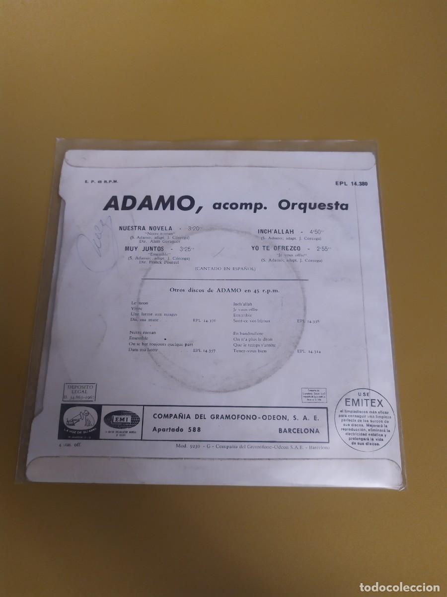 Discos de vinilo: Adamo - Nuestra novela EP 1967 - Foto 2