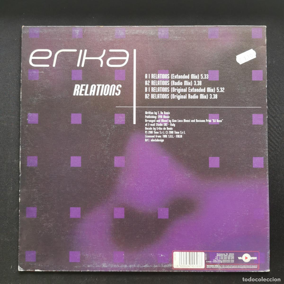Discos de vinilo: ERIKA - RELATIONS VINILO - Foto 2
