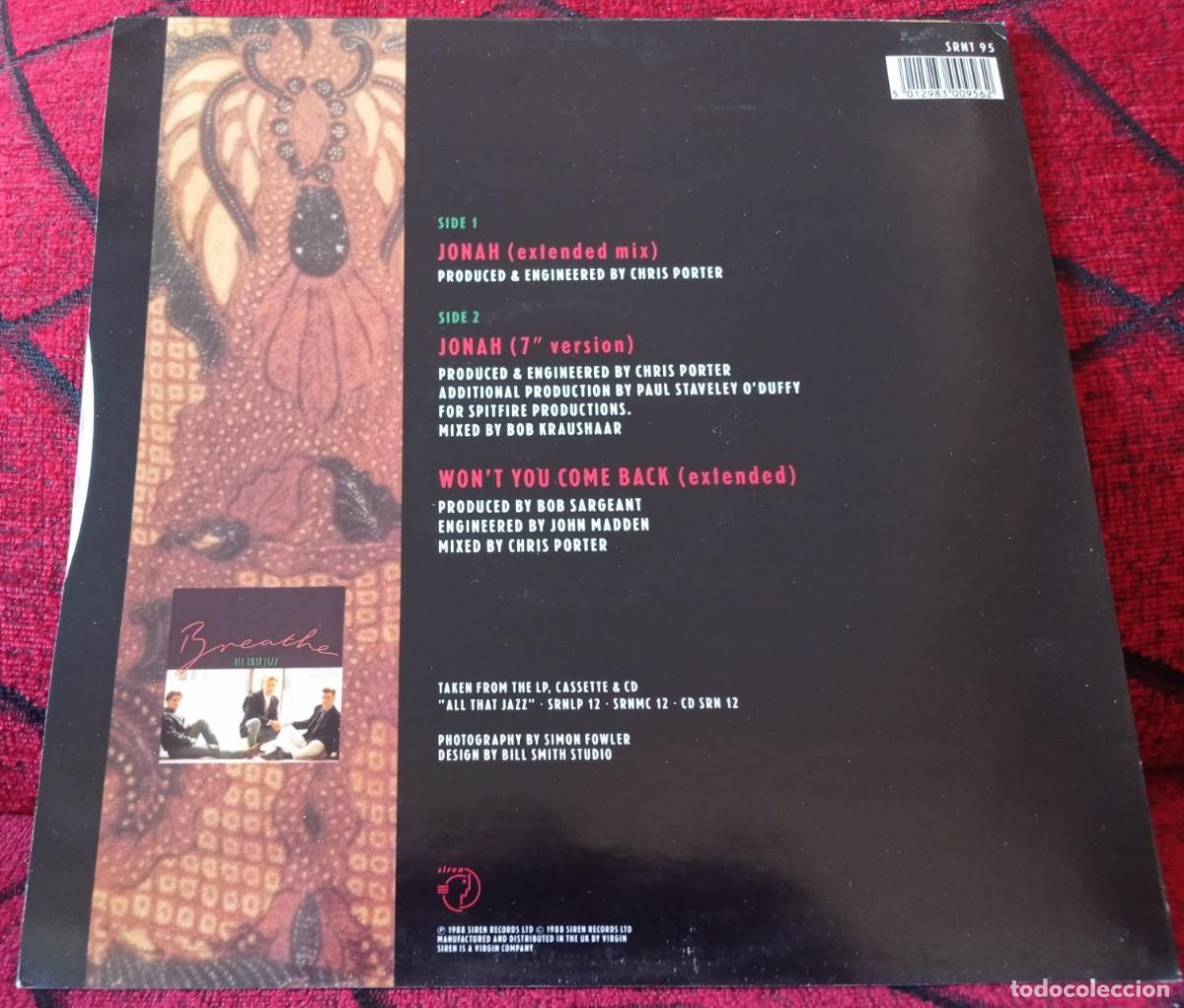 Discos de vinilo: BREATHE ** Jonah ** 1988 UK VINILO MAXI SINGLE - Foto 2