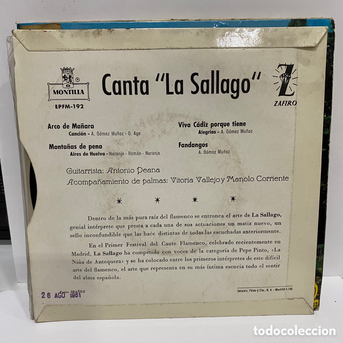 Discos de vinilo: La Sallago - Arco De Ma&ntilde;ana (7&rdquo;, EP) - Foto 2