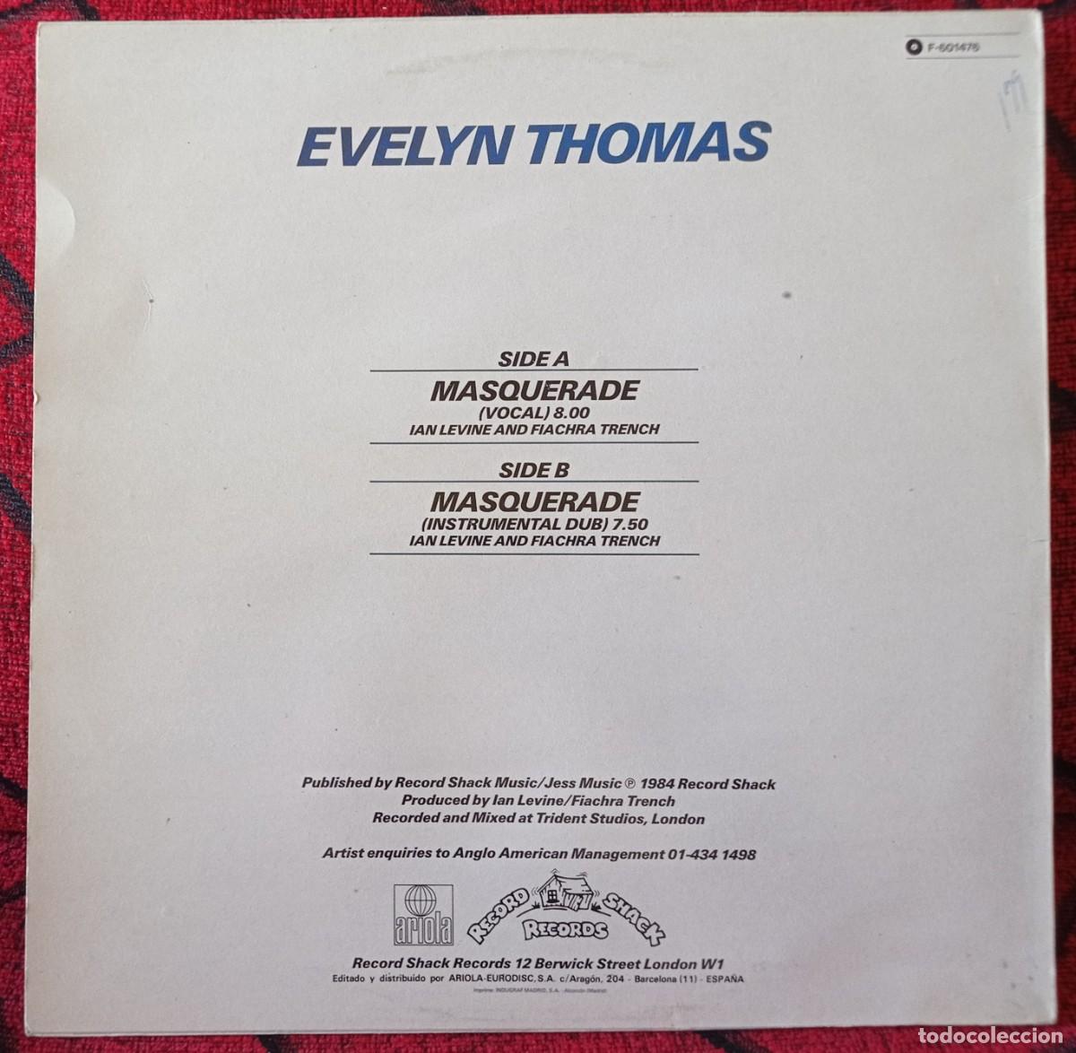 Discos de vinilo: EVELYN THOMAS ** Masquerade ** MAXI SINGLE VINILO 1984 - Foto 2