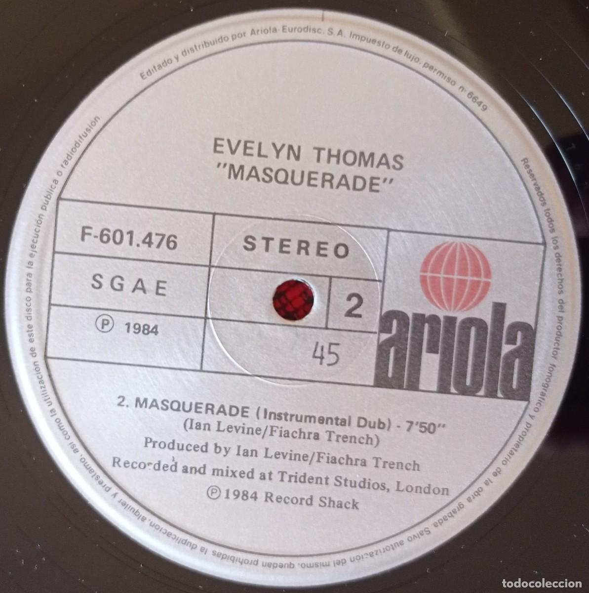 Discos de vinilo: EVELYN THOMAS ** Masquerade ** MAXI SINGLE VINILO 1984 - Foto 4