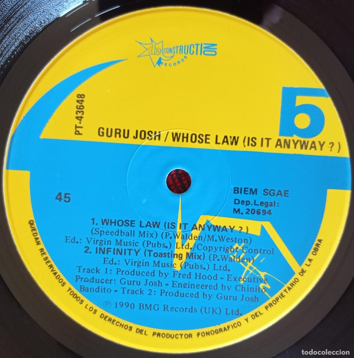 Discos de vinilo: GURU JOSH ** Whose Law (Is It Anyway)? ** 1990 MAXI SINGLE VINILO - Foto 4