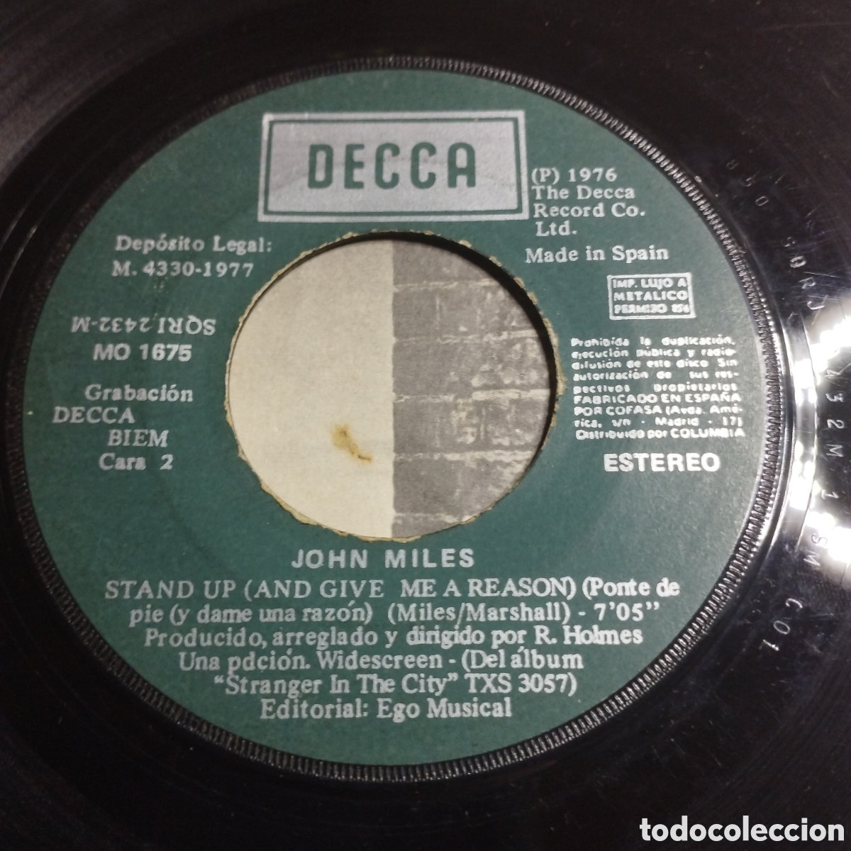 Discos de vinilo: Single 7&rdquo; John Miles 1977 Extra&ntilde;o en la ciudad + stand Up. - Foto 3