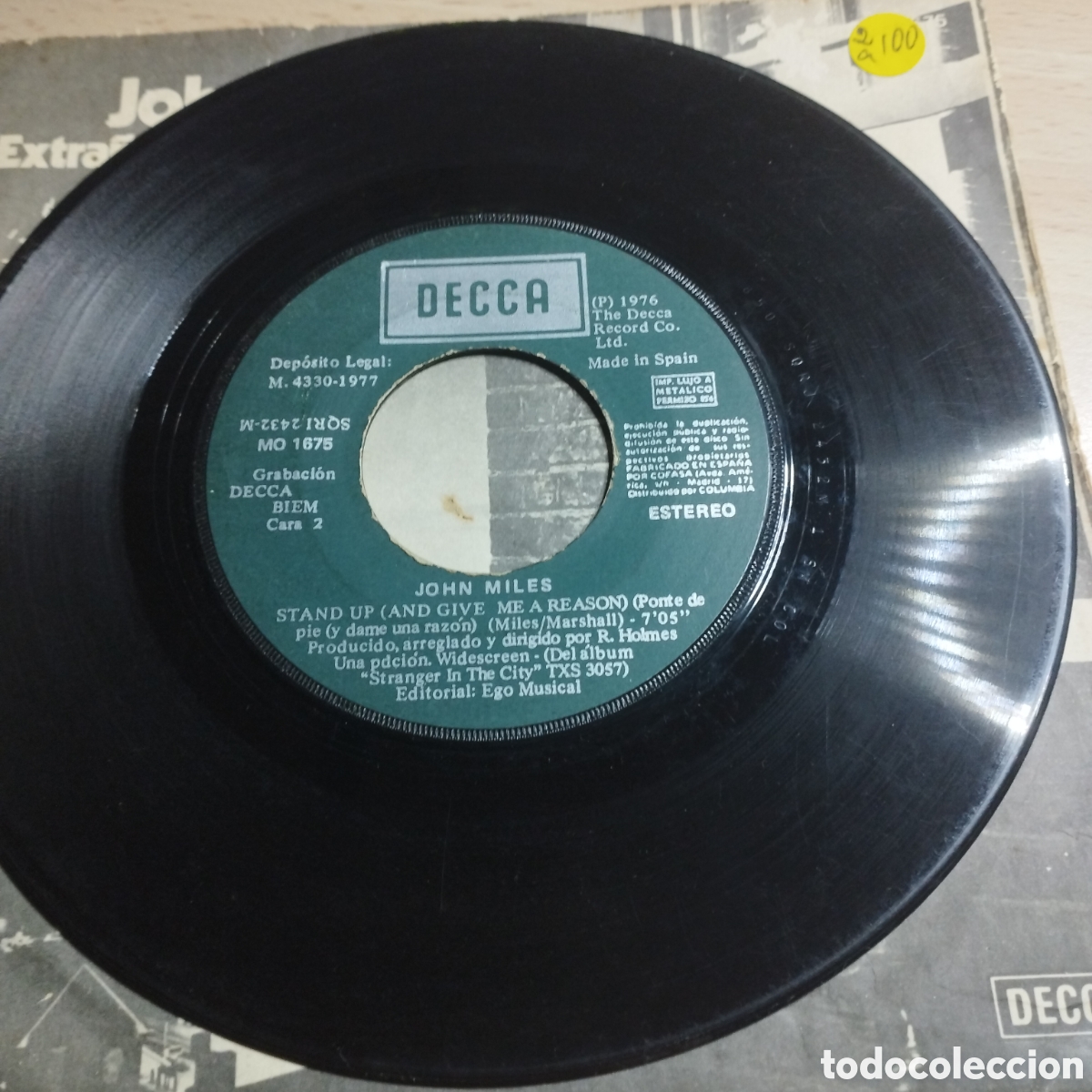 Discos de vinilo: Single 7&rdquo; John Miles 1977 Extra&ntilde;o en la ciudad + stand Up. - Foto 4