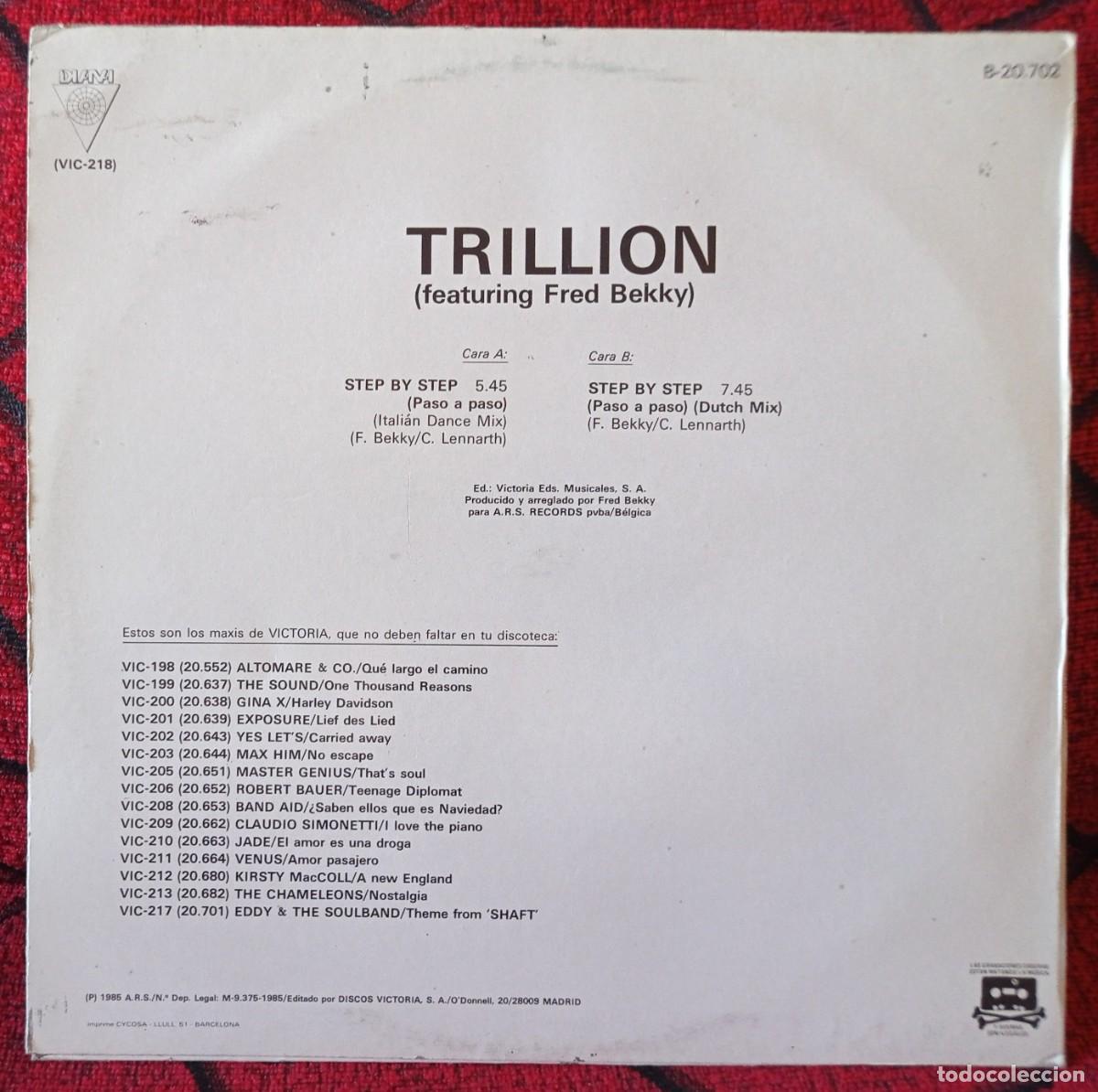 Discos de vinilo: TRILLION Featuring FRED BEKKY ** Step By Step ** 1984 VINILO MAXI SINGLE - Foto 2
