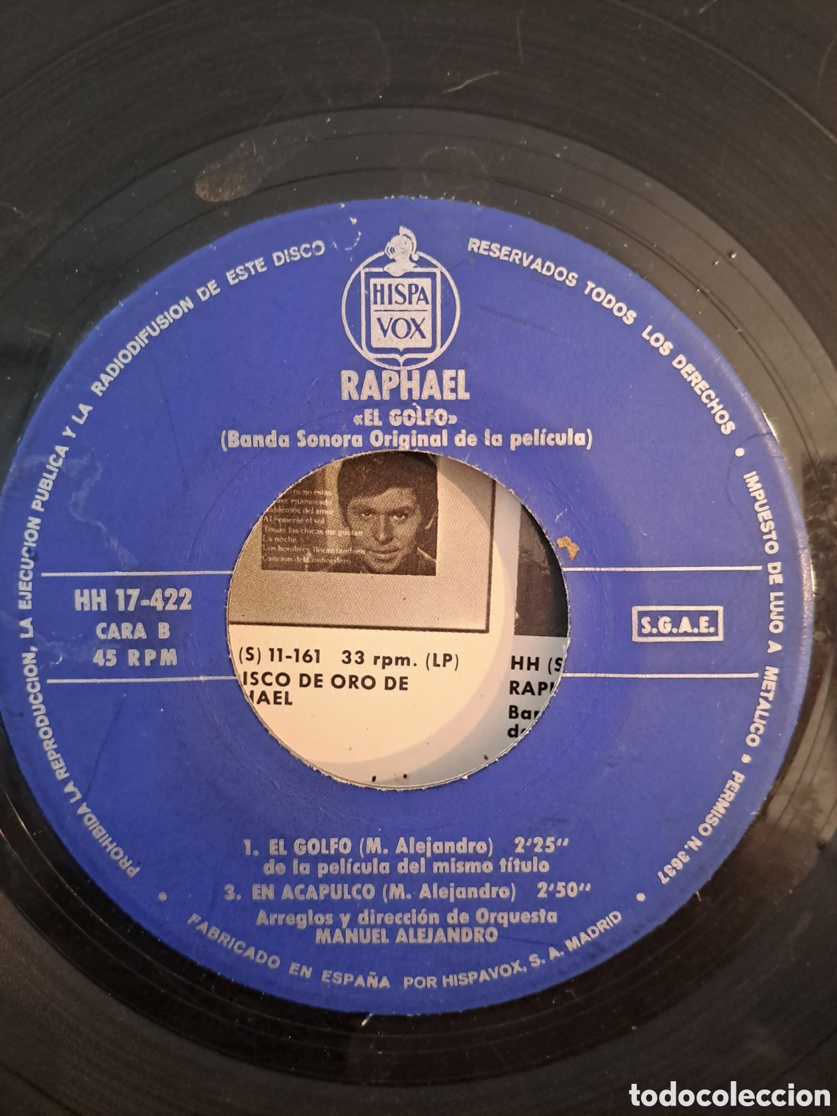 Discos de vinilo: RAPHAEL. B.S.O. EL GOLFO. EP. SPAIN. LGS.4 - Foto 4