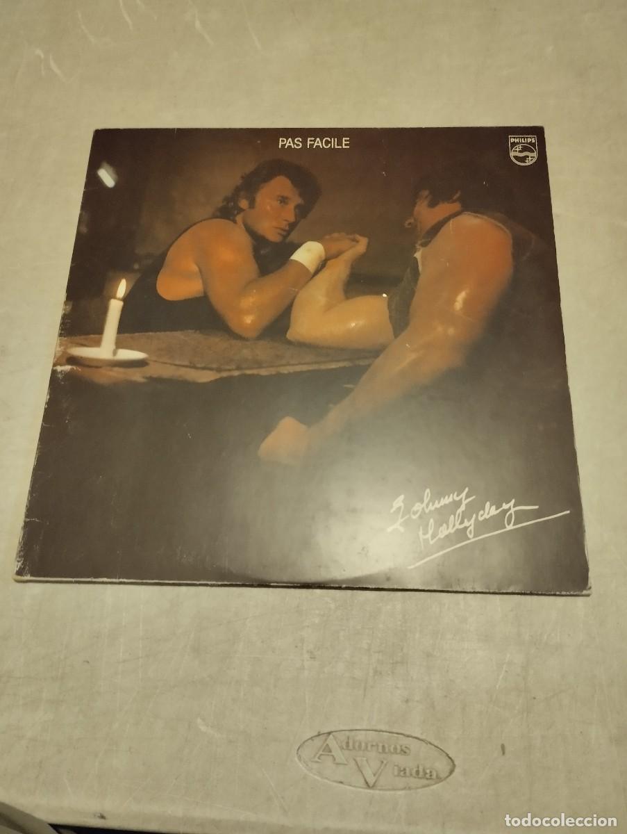 Discos de vinilo: Johnny Hallyday LP Pas Facile FR.1981 insert - Foto 1
