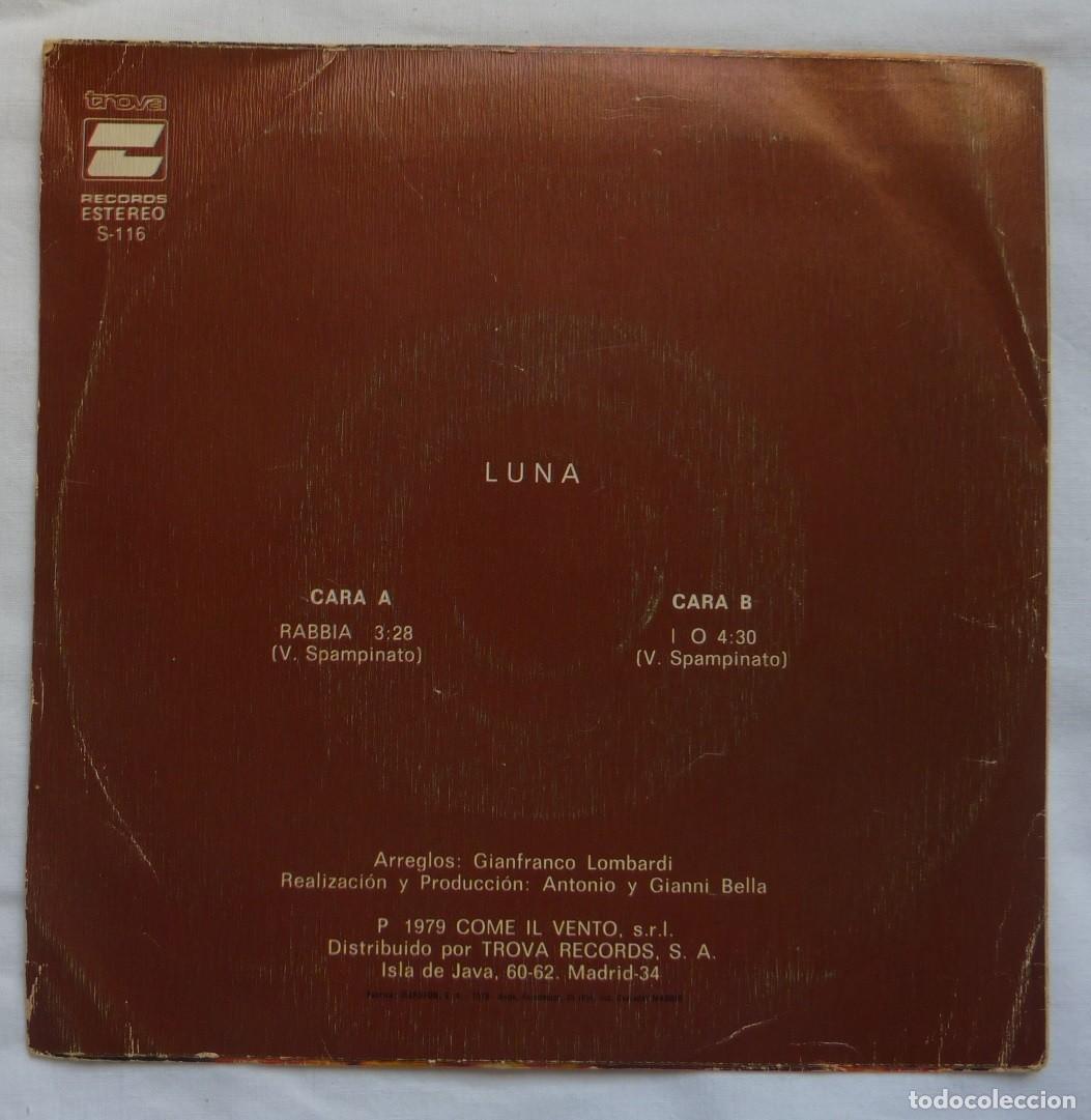 Discos de vinilo: LUNA // RABBIA // 1979 // SINGLE - Foto 2