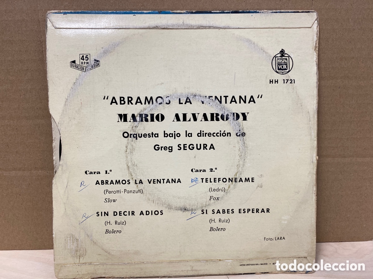 Discos de vinilo: Mario Alvarody - Abramos La Ventana (7&rdquo;, EP) - Foto 2