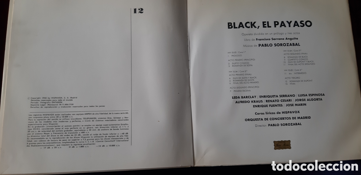 Discos de vinilo: Black el payaso. Pablo Sorozabal - Foto 5