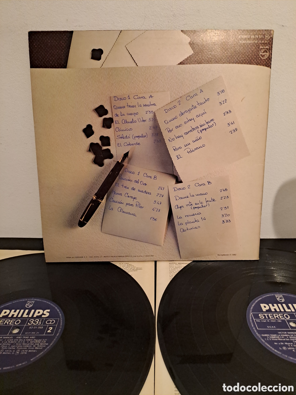 Discos de vinilo: VICTOR MANUEL. A&Ntilde;O TRAS A&Ntilde;O. PHILIPS. 2 LP. IGM/LA.2? - Foto 2