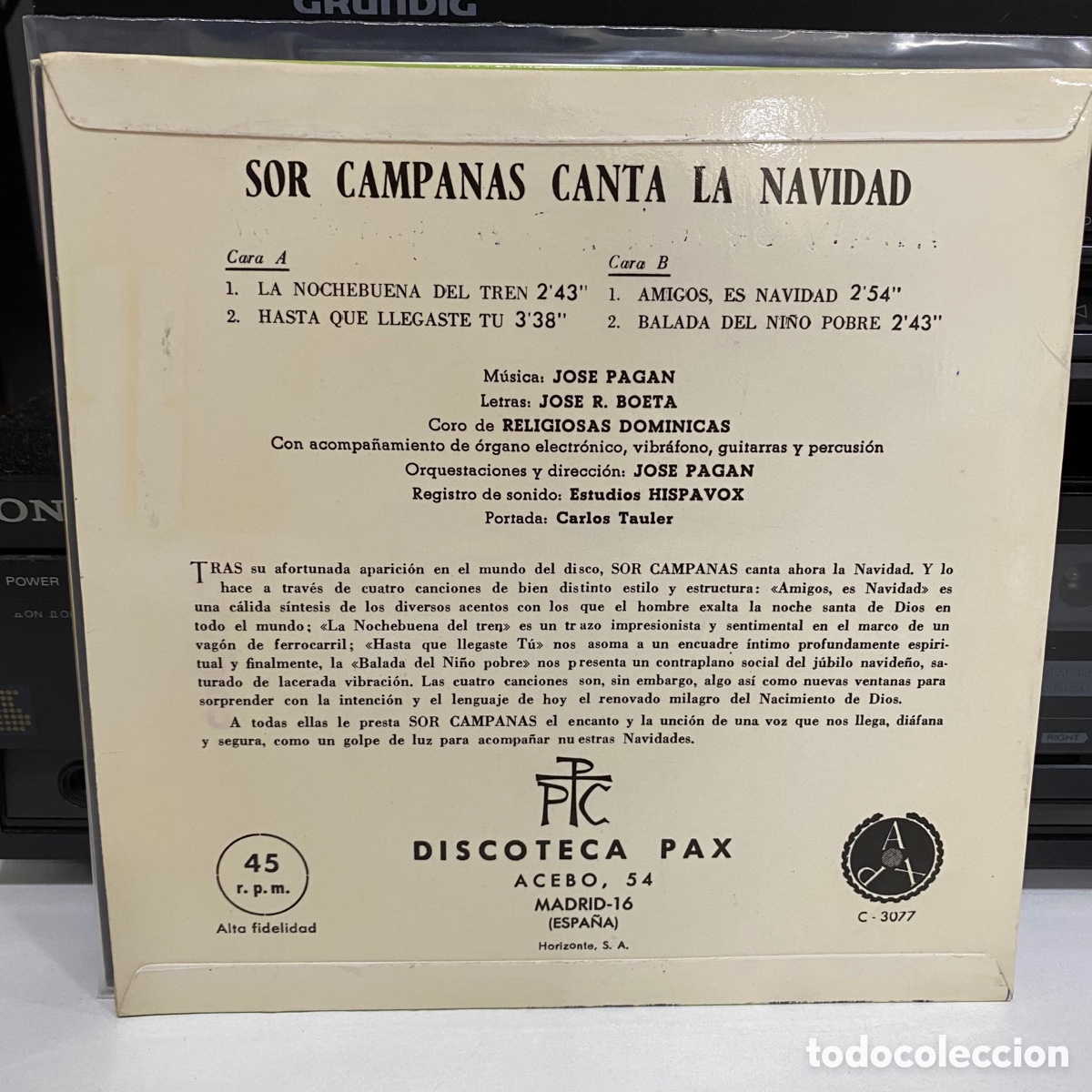 Discos de vinilo: Sor Campanas - Canta La Navidad (7&rdquo;, EP) - Foto 2