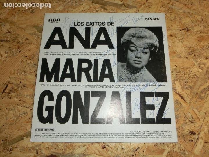 Discos de vinilo: ANA MARIA GONZALEZ - LOS EXITOS DE... (MEXICO) (FIRMADO) - Foto 2