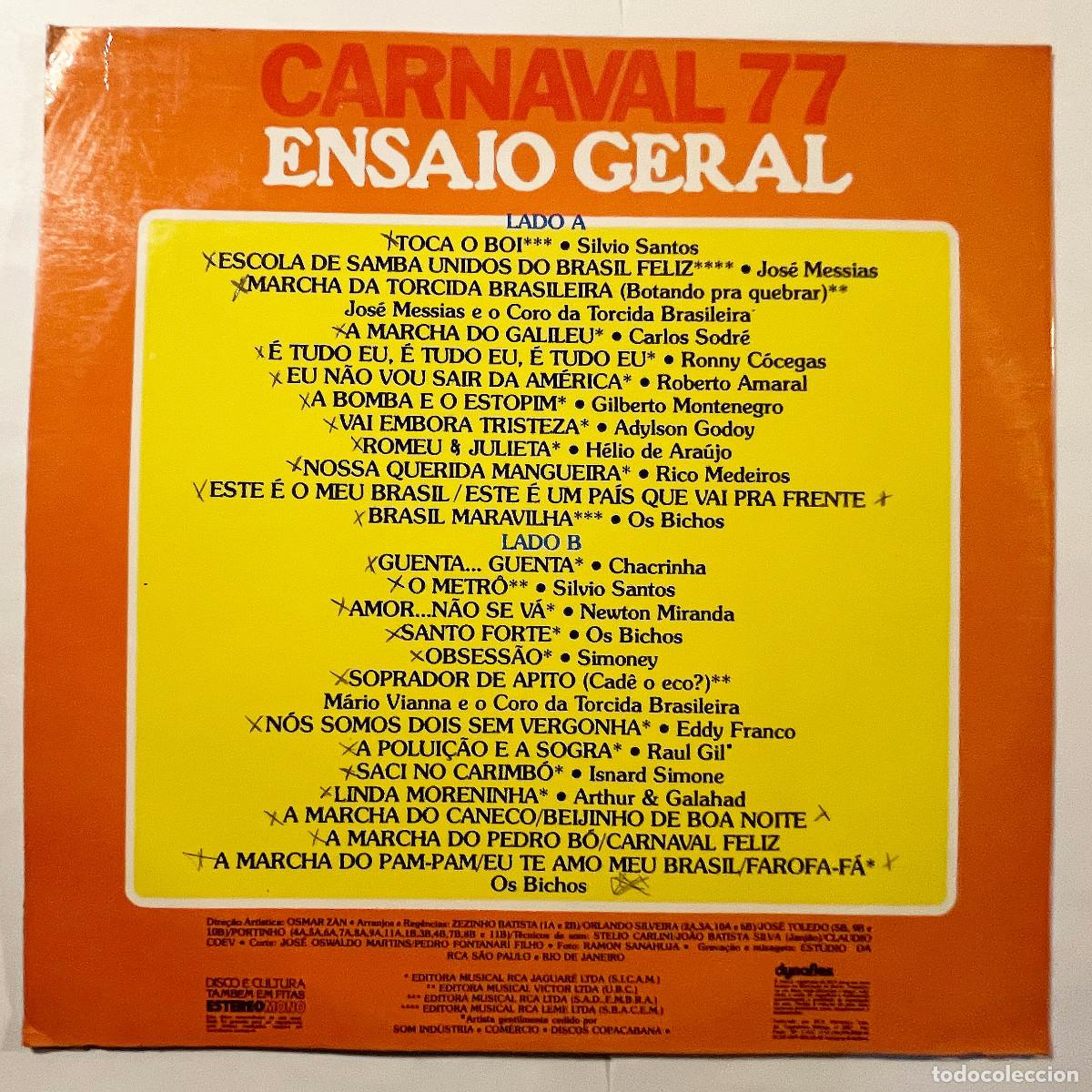 Discos de vinilo: CARNAVAL 77 ENSAIO GERAL (RCA LP 1977) BRASIL - Foto 2