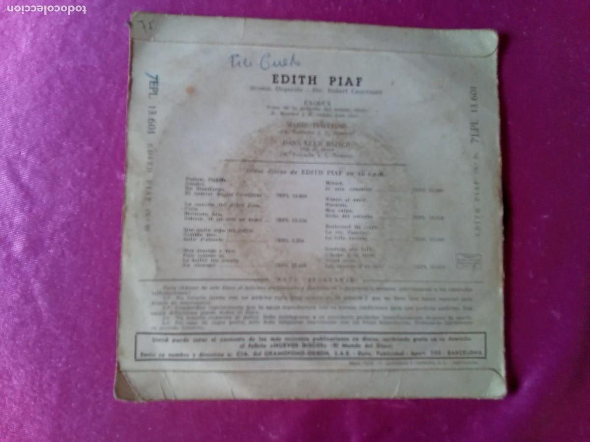 Discos de vinilo: EDITH PIAF EXODUS ROSA C2 41 - Foto 2