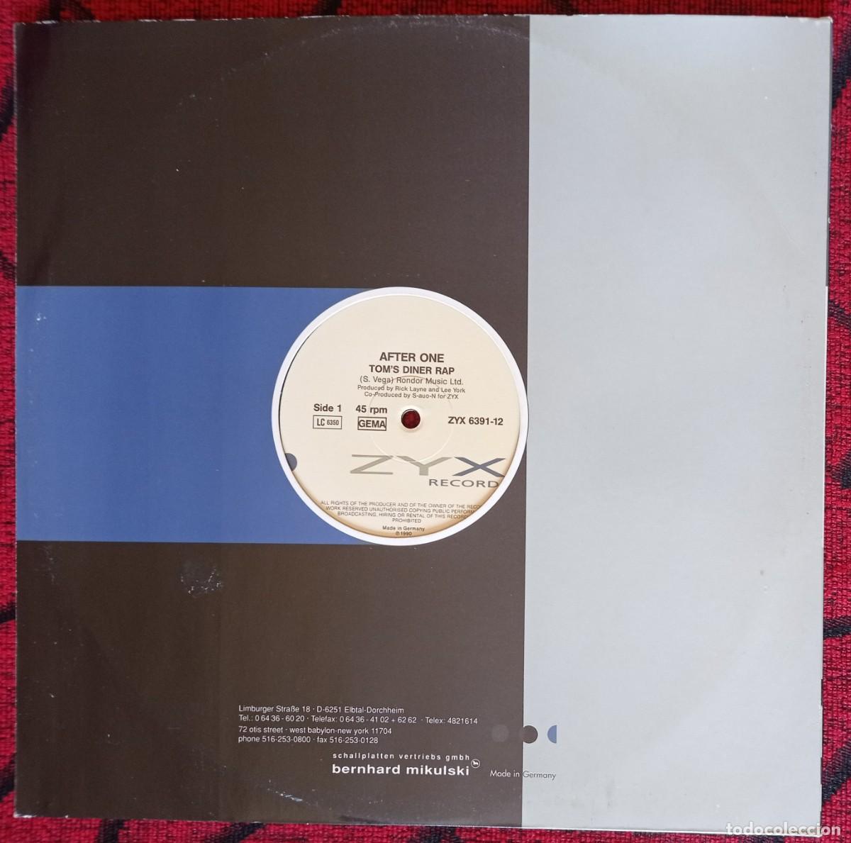 Discos de vinilo: AFTER ONE ** Toms Diner Rap / After Two ** 1990 MAXI SINGLE VINILO - Foto 2