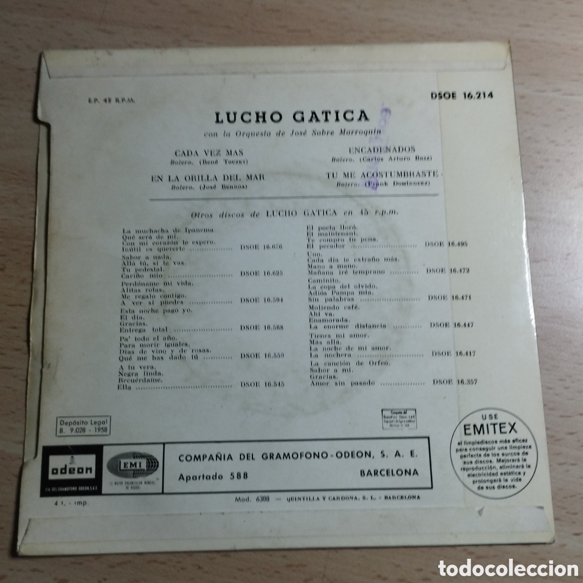 Discos de vinilo: EP 7&rdquo; Lucho Gatica 1958 Cada vez m&aacute;s + 3. - Foto 2