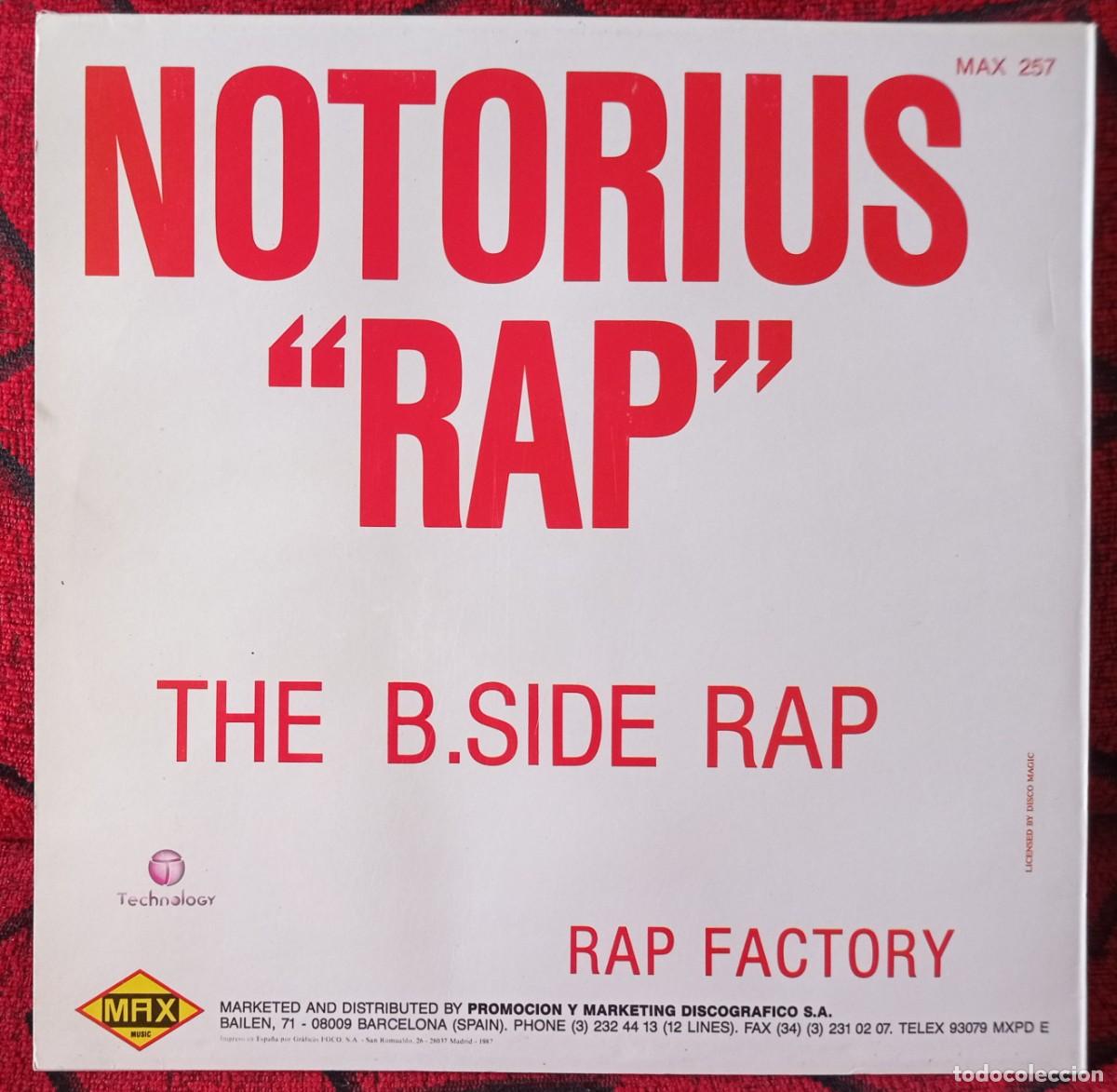 Discos de vinilo: RAP FACTORY ** Notorious Rap ** 1987 MAXI SINGLE VINILO - Foto 2