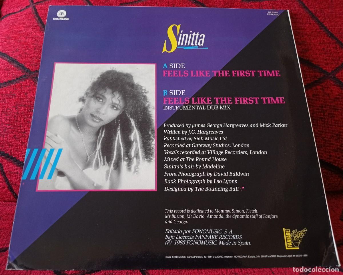 Discos de vinilo: SINITTA ** Feels Like The First Time ** 1986 MAXI SINGLE VINILO - Foto 2