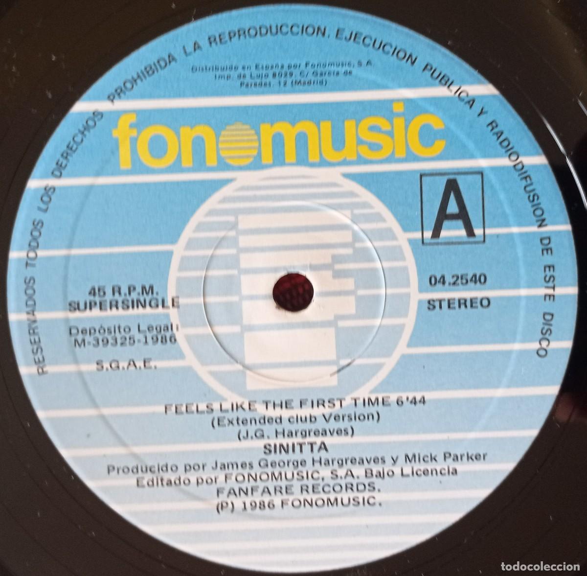 Discos de vinilo: SINITTA ** Feels Like The First Time ** 1986 MAXI SINGLE VINILO - Foto 3