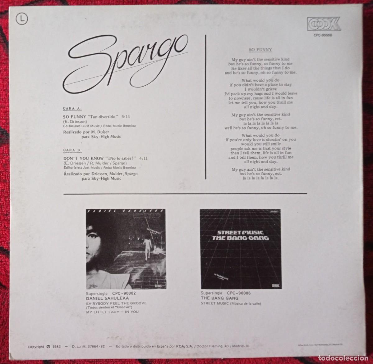 Discos de vinilo: SPARGO ** So Funny ** 1982 MAXI SINGLE VINILO - Foto 2